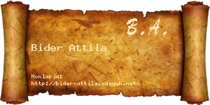 Bider Attila névjegykártya